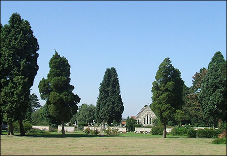 View across the cemetery to the chapel