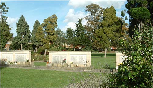Memorial walls and some of the mature trees 