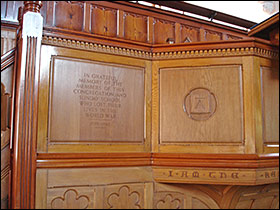 The War Memorial in the church commemorates Church members who lost their lives in the Second World War