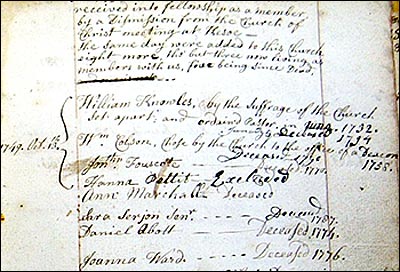 William Knowles ordination June 1732