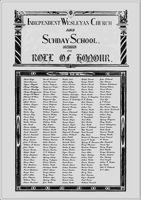 Sunday School Roll Of Honour