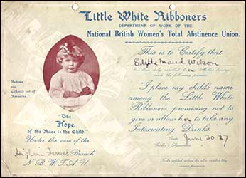 White Ribboners' card