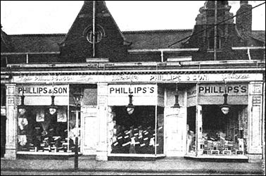 1911 advert depicting Phillips' shop