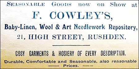 F Cowley's advert