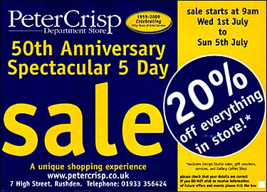 Advert for the 50th anniversary sale