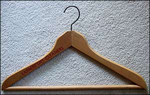 A coat hanger from the cleaners