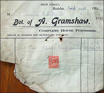 A 1916 invoice for silver candlesticks