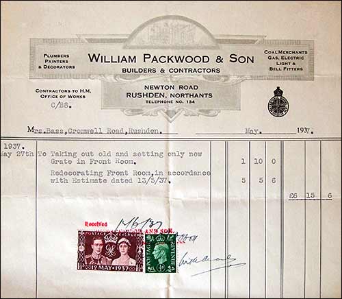 Wm Packwood & Son invoice 1937