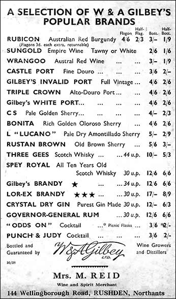 A price list from 1938