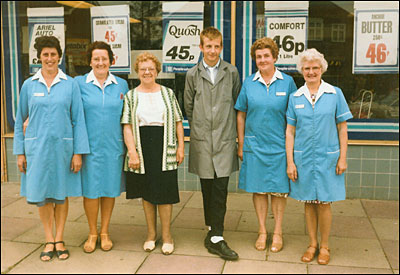 The staff in 1984 outside the shop