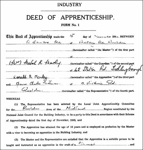 Apprenticeship deed