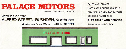a billhead for Palace Motors c 1966