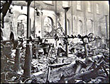 Picture showing the inside of Cave's factory after the fire