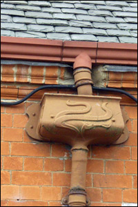 A rainwater pipe on the infant's.