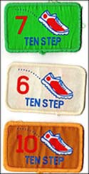 Badges gained in the 10 Step award scheme for athletics