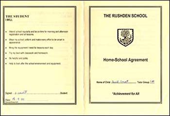 The Rushden School Home - School Agreement for Jenny's brother, dated September 1999