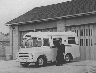 Mr Woods with the Rushden Ambulance c1962