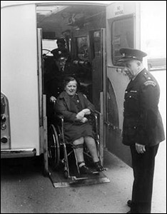 wheelchair lowered from the back
