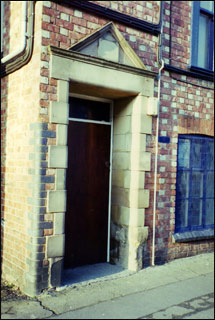 Detail around the door of the Cunnington's factory