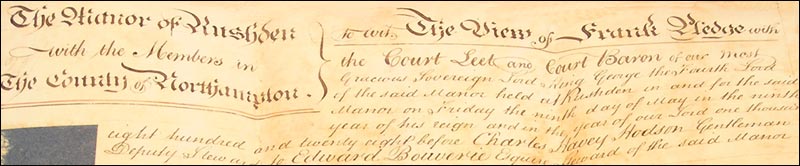 Top of a Manor Court document