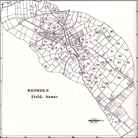 Plan of the Rushden Field Names between 1798 -1932