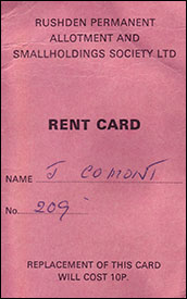 Rent Card issued in 1986