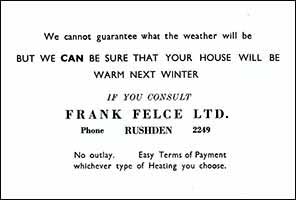 Frank Felce Advert 1961