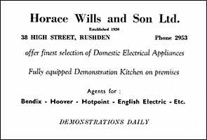 Horace Wills Advert 1961