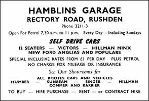 Hamblins Garage Advert 1961