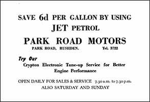 Park Road Motors Advert 1961