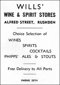 Advert for Wills' Wine & Spirit Stores