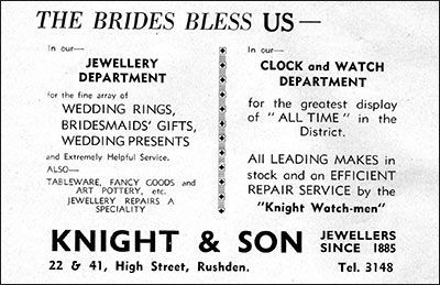 Advert for Knight & Son, jewellers