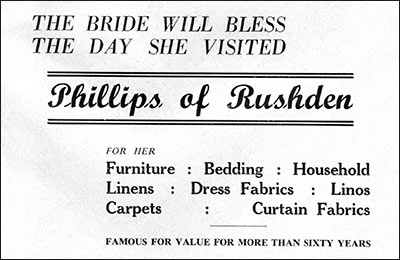 Advert for Phillips of Rushden
