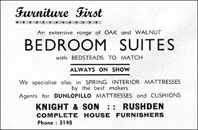 Advert for Knight & Son, furnishers