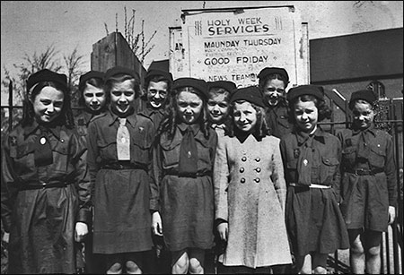 Photograph of the Brownies on Easter Sunday 1949 after the church parade