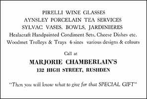Marjorie Chamberlain's Advert 1963