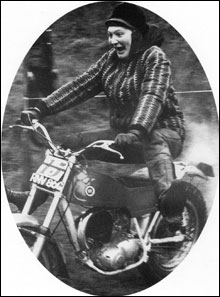 Dorothy Holt riding a trials bike