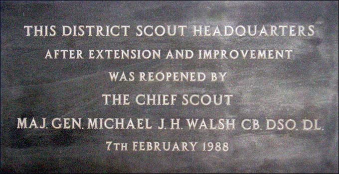 The Plaque unveiled by the Chief Scout