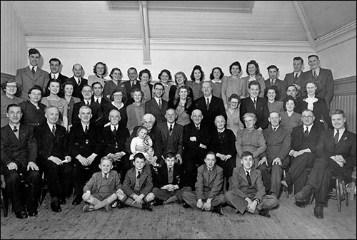 photograph of Members and Relatives of the band pictured at the re-union 