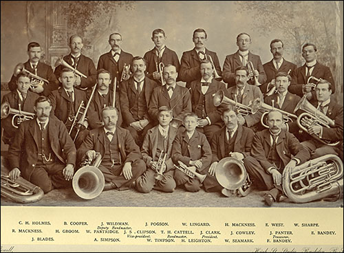 This photograph of The Mission Band was taken in 1901. The members have yet to acquire their uniforms.