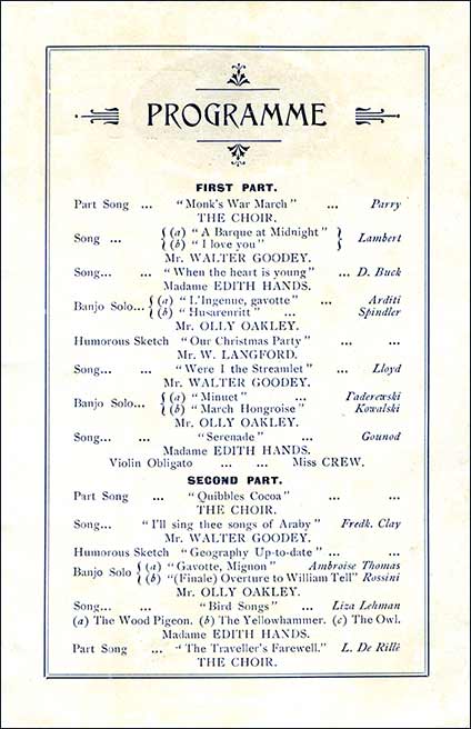 Page 1 of Concert Programme 1909