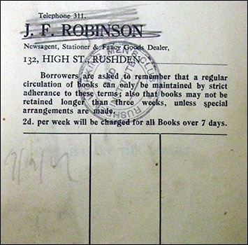 J F Robinson library label