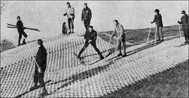 Members on the artificial ski slope