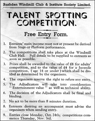 Talent Show entry form