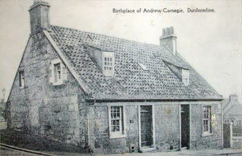 Picture of the birthplace of Andrew Carnegie, thanks to whom, Rushden's Library was built