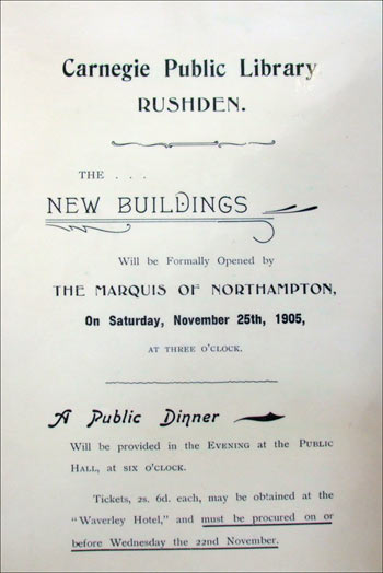 Poster advertising the opening of the new library in 1905
