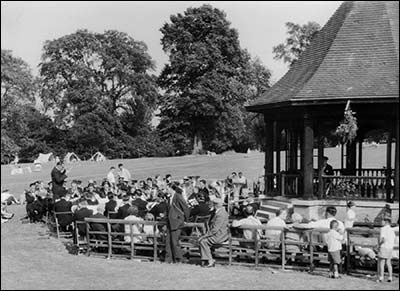 Temperance Band playing near the bandstand in the late 1950s