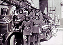 Firemen in the 1950s in their uniform 