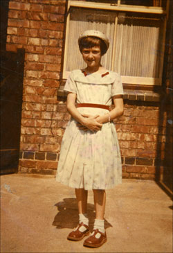 Photograph showing Sue in her Easter Outfit