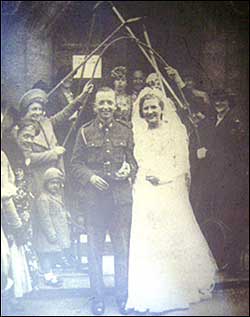 Bridal arch by firefighters